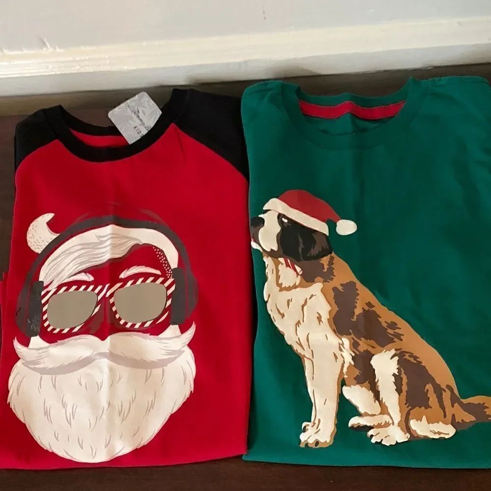 Tommy Bahama Christmas& New Eve long sleeve cotton T-shirts size 7-8